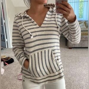 Old navy Baja striped cotton blend boho beach pullover hoodie size M